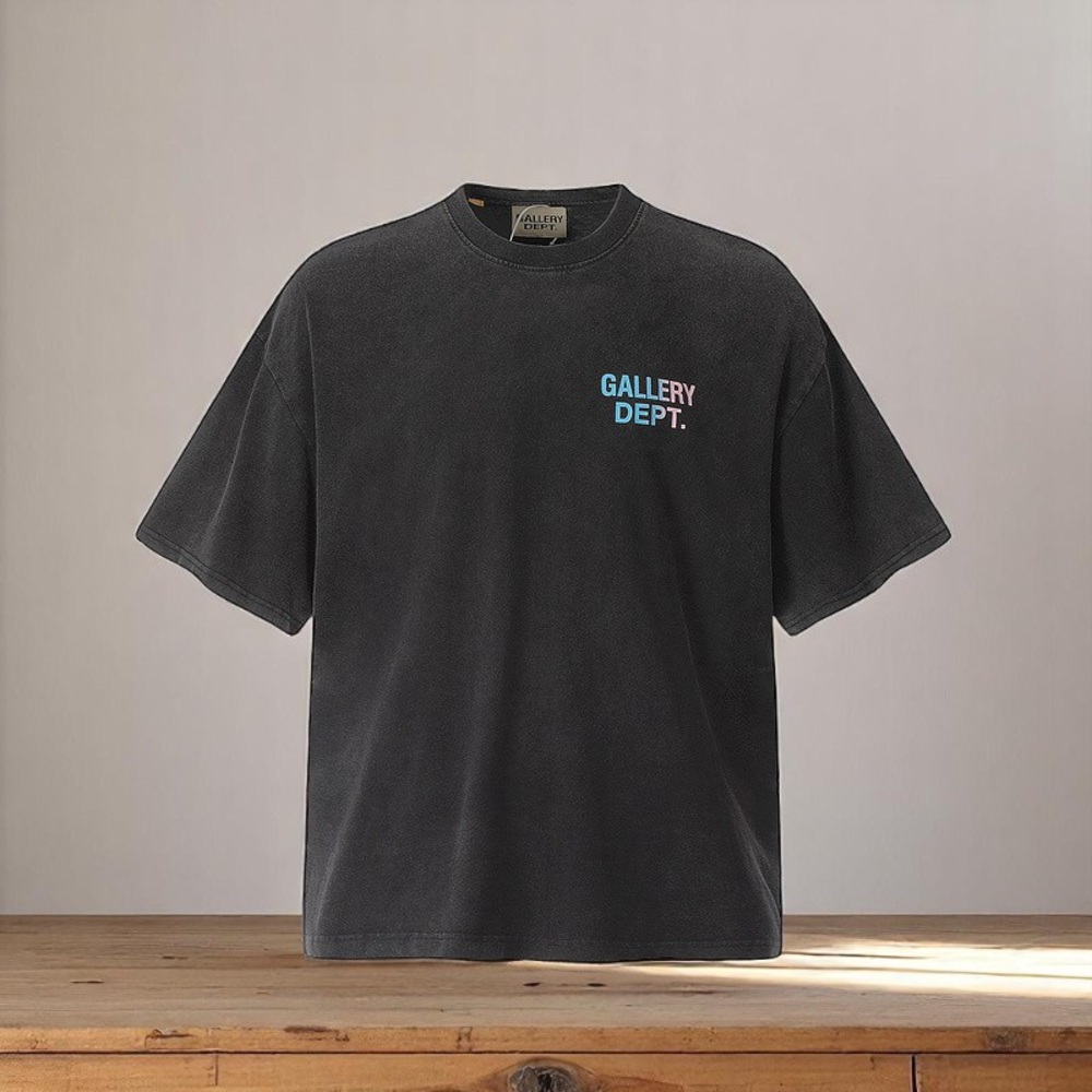 Gallery Dept Black Short Sleeve Tee with Relaxed Fit